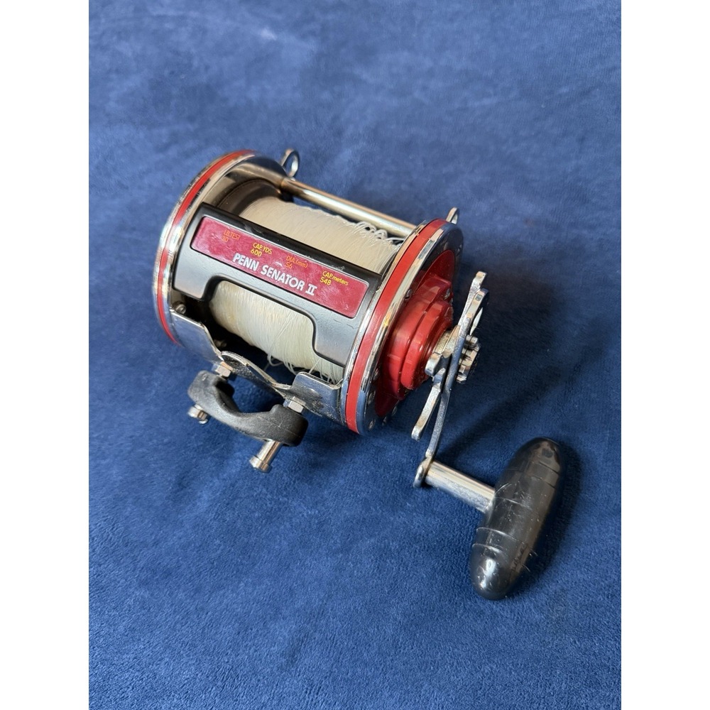 Vtg Penn Senator II 113HLW 4/0 Special Senator Fishing Reel Saltwater 80s Red